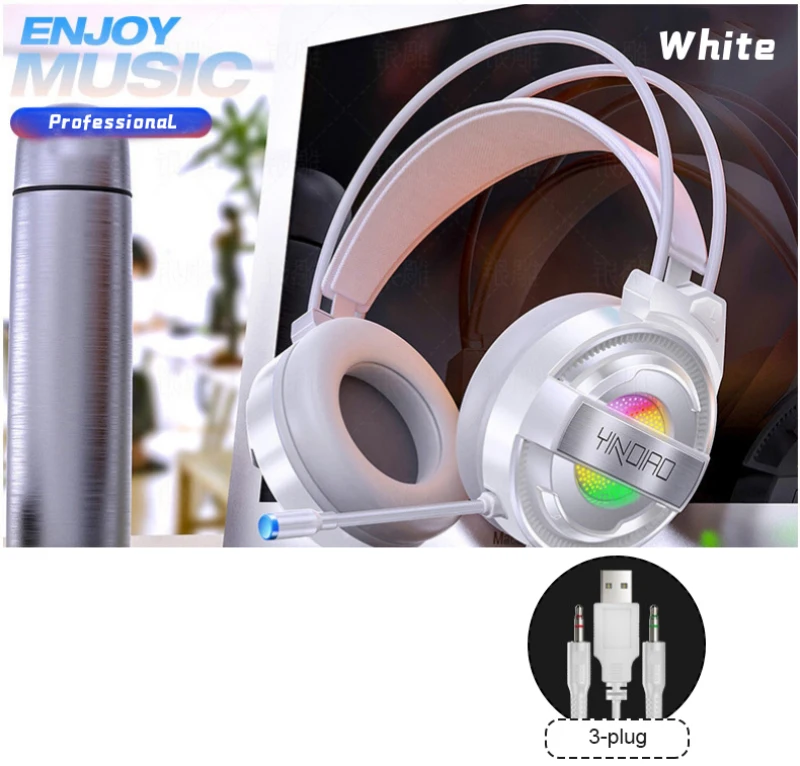 

Q3 Professional Gaming Headset 7.1 Sound Track Colorful LED Light With Mic Double 3.5mm Interface Earphone For PC Laptop Gamer