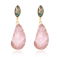 bohemian irregular black pink druzy resin geode crystal earrings big long drop earrings for women jewelry pendant