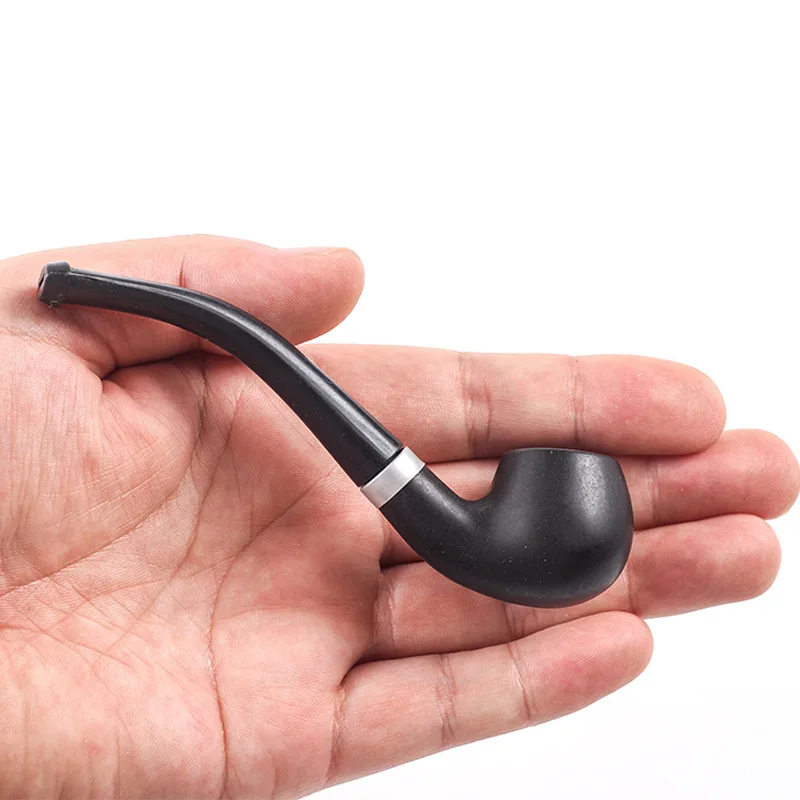 

Portable mini pipe Circulating microporous filter tip Black resin pipe Curved detachable smoking pipe