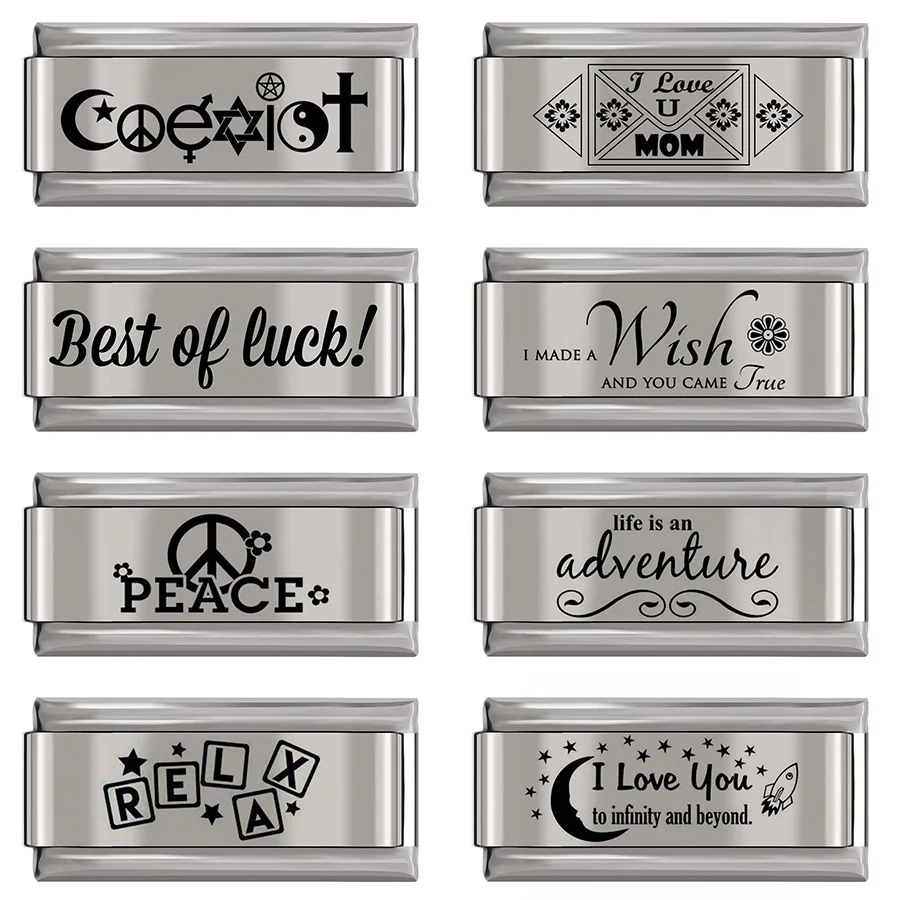 

Hapiship Top New Stainless Steel Charm Links Peace Wish I Love U Mum Fit 9mm Italian Bracelet Bangles Accessories Gift DJ165