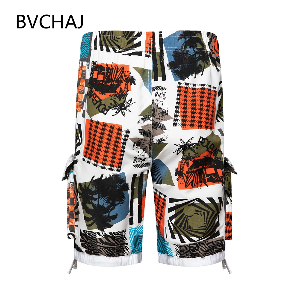 

Men's Summer Print Beach Pants Hawaiian Surf Knee-Length Pocket Shorts Slap-Waist Quick Dry Men's Clothing Casual Shorts