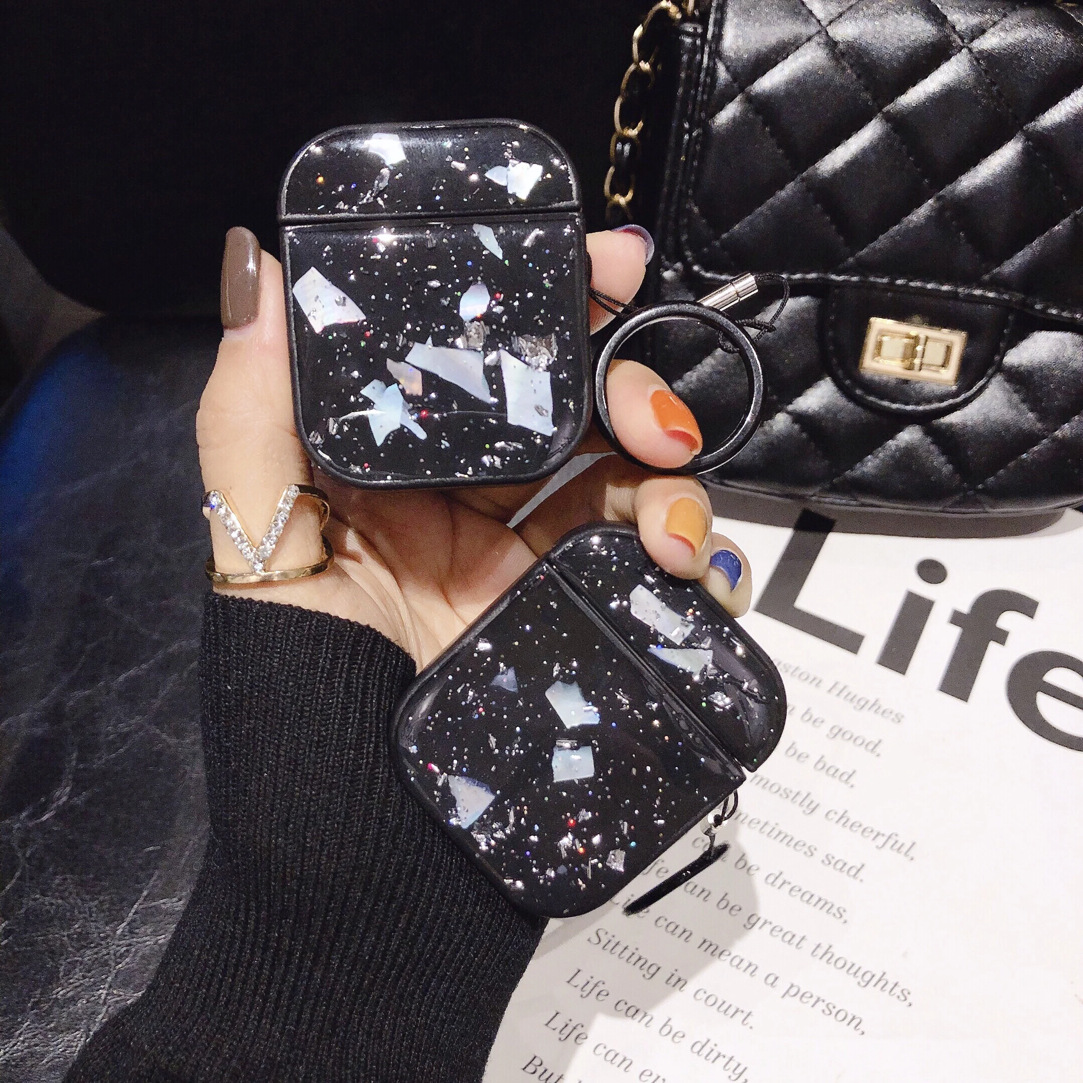 3D роскошный чехол для наушников Apple AirPods с блестками и мрамором Airpods мягкий s