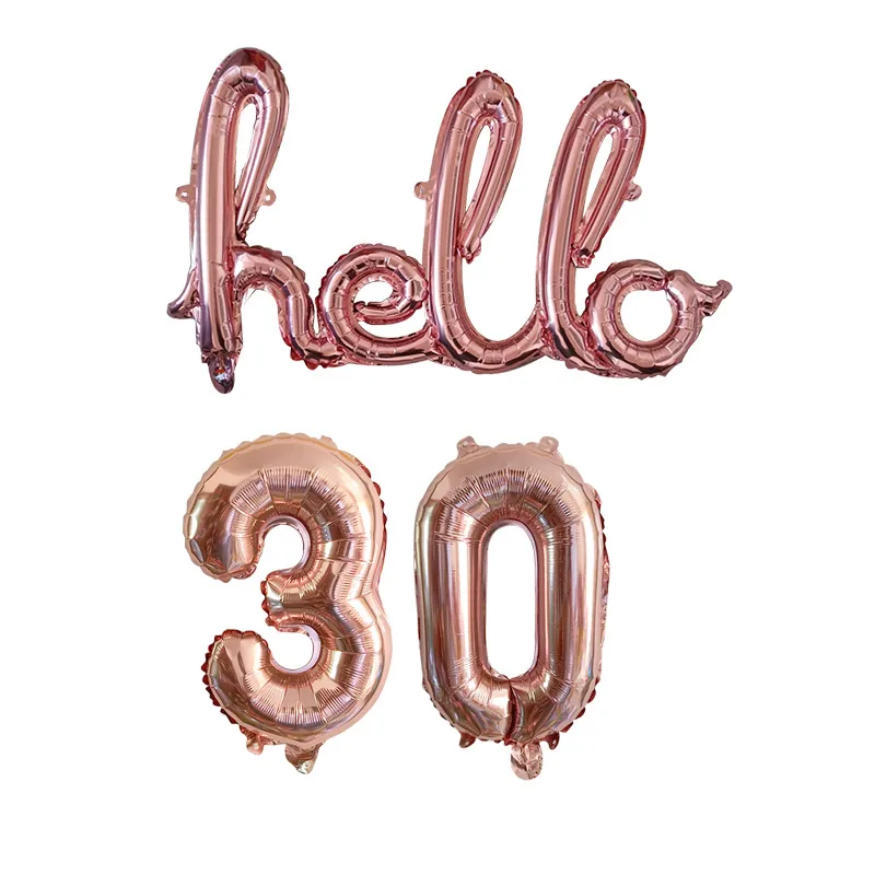 Розовое золото Hello 30 Детские воздушные шары детский душ 21th 30th День Рождения Декор