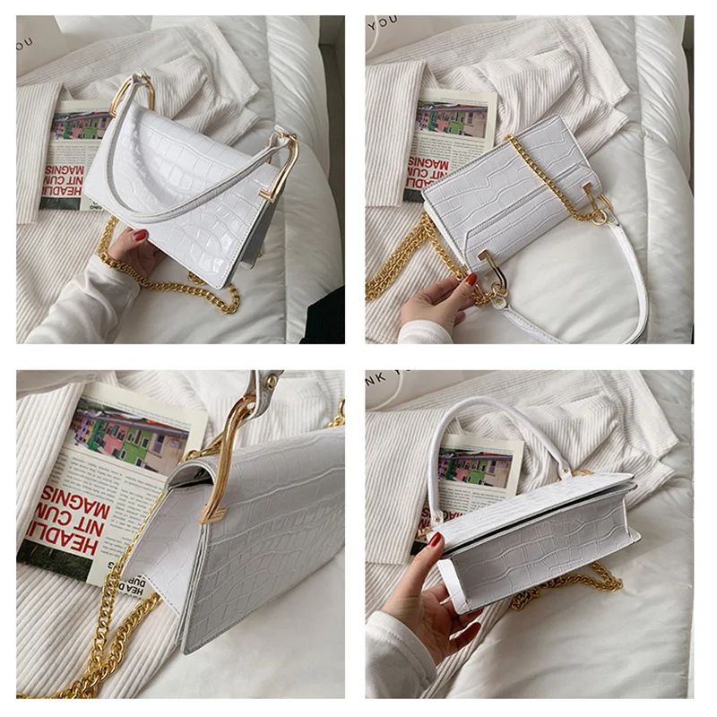 

Summer Small Handbag Female 2021 Crocodile Pattern Stereotyped PU Fashion Chain Lady Shoulder Bag Phone Coin Purse Crossbody Bag