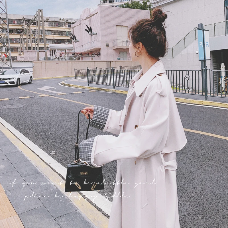 

Beige Long Double-Breasted Trench Coat for Women Windbreaker Lady Duster Coat Spring Autumn Outerwear Clothes Quality