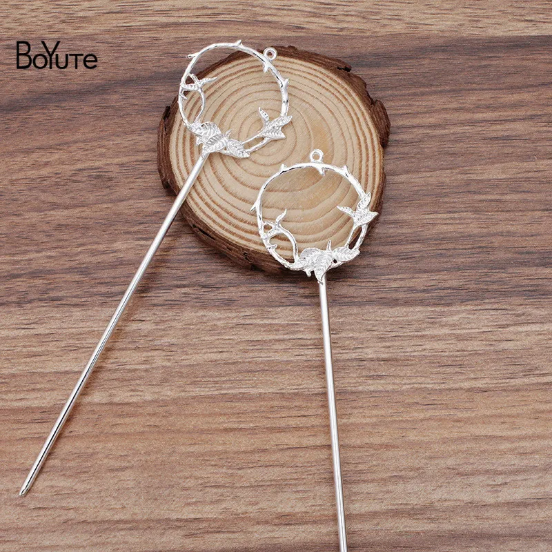 

BoYuTe Wholesale (10 Pieces/Lot) 40MM Leaf Branch Hair Stick Vintage Hair Accessories Diy Hand Made Jewelry Materials