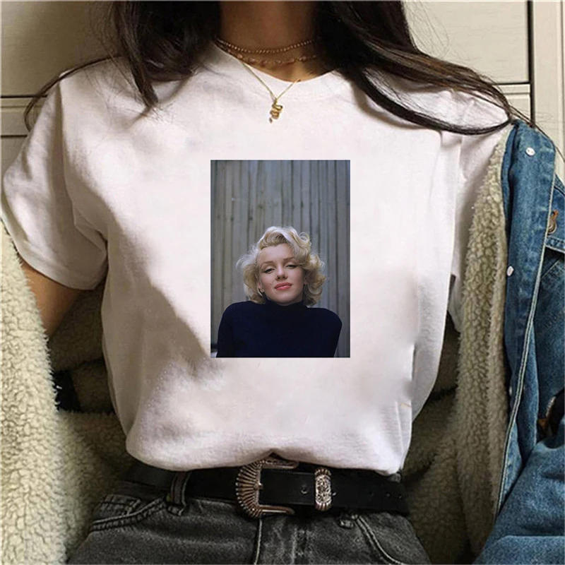 

Dream Goddess Marilyn MonroeT-Shirt Women Casual Harajuku Female T-shirt Leisure Fashion Aesthetic Tshirt O-neck girl Top Tees