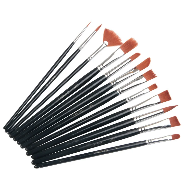 12 шт набор нейлоновых волосяных Акриловая картина маслом Краски ing акварель