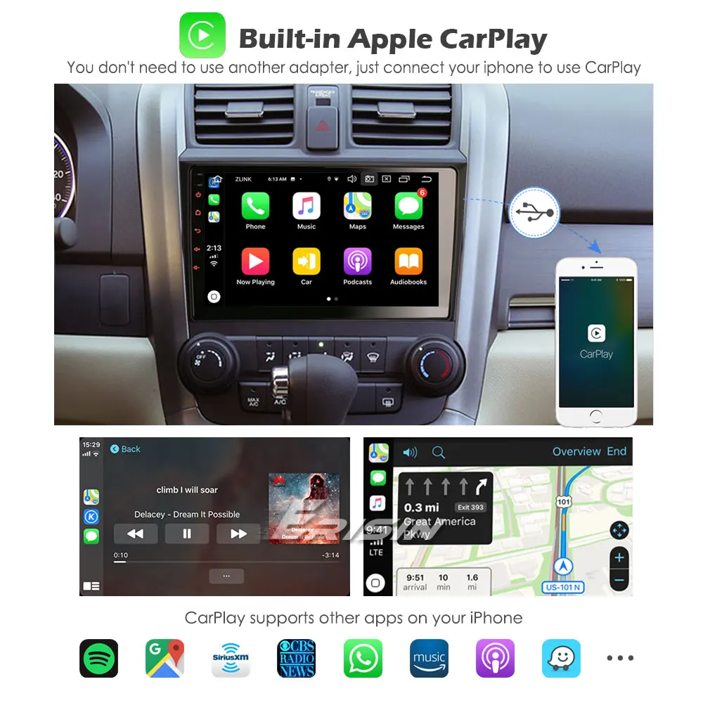 Erisin 4299 9 &quotAndroid 10 0 автомобильное Стерео Авторадио DAB + CarPlay GPS TPMS OBD Wifi Navi USB 4G DVR Bluetooth
