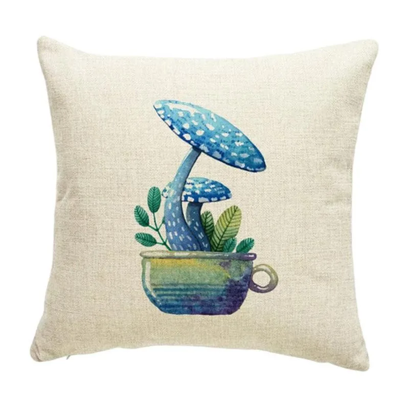 

Mushroom Leaf Snail Square Cartoon Cushion Cover Home Decoration Sofa 45*45cm Polyester Linen Pillowcase