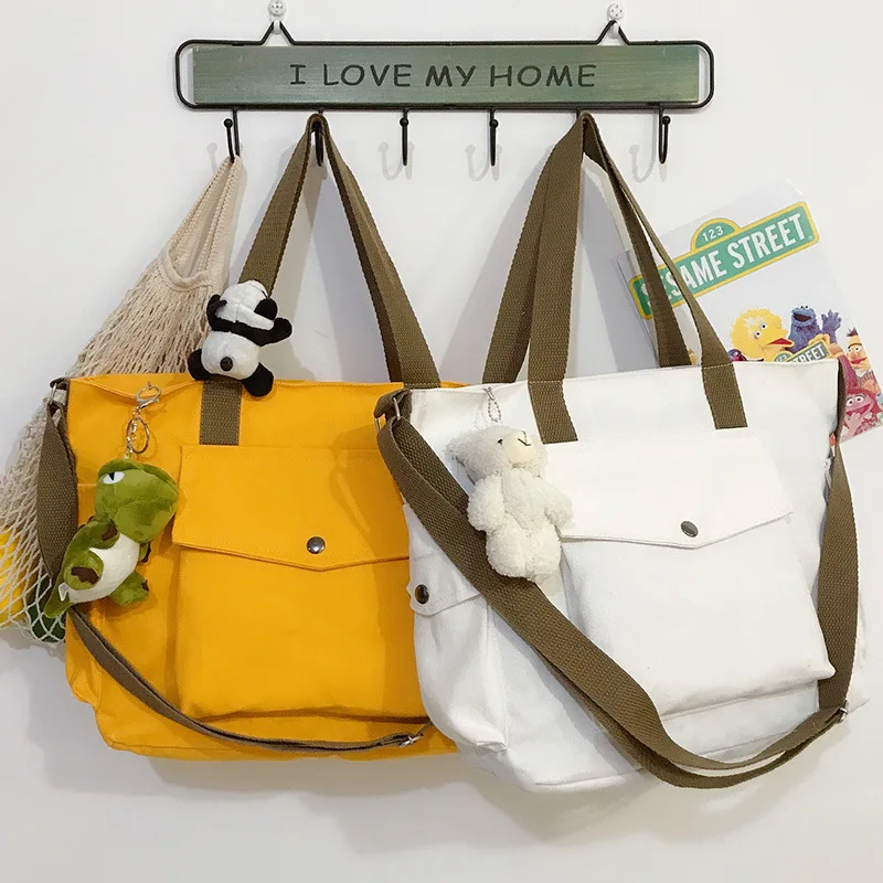 

Exterior Pocket Large Canvas Totes Ladies Casual Shoulder Bag Foldable Shopping Bags Beach Bag Boat Reusable Female Handbag