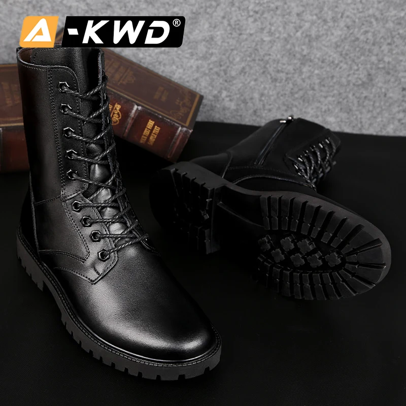 Модные зимние мужские ботинки с мехом рабочие боковой молнией Размеры 35 52