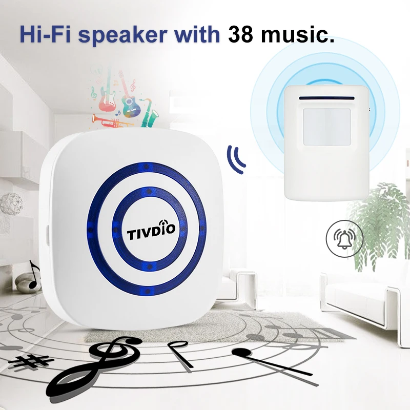 Беспроводной дверной звонок с сигналом тревоги датчиком движения PIR