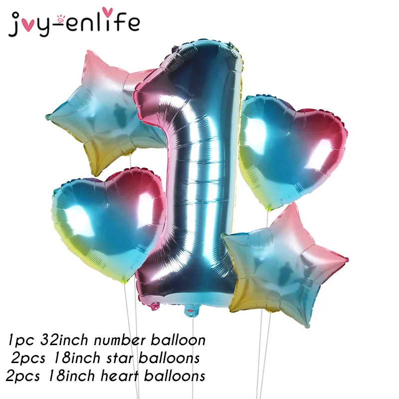 Набор воздушных шаров из фольги с цифрами радужного цвета 5 шт.|Воздушные шары и