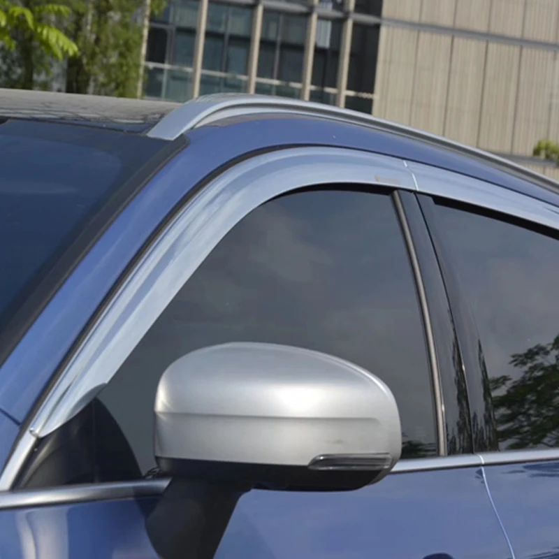 Use For Volvo Xc60 2018--2020 Year 6 Pcs Windows Visor Body Kit Door Accessories Electroplated Parts Rain Sun Shield