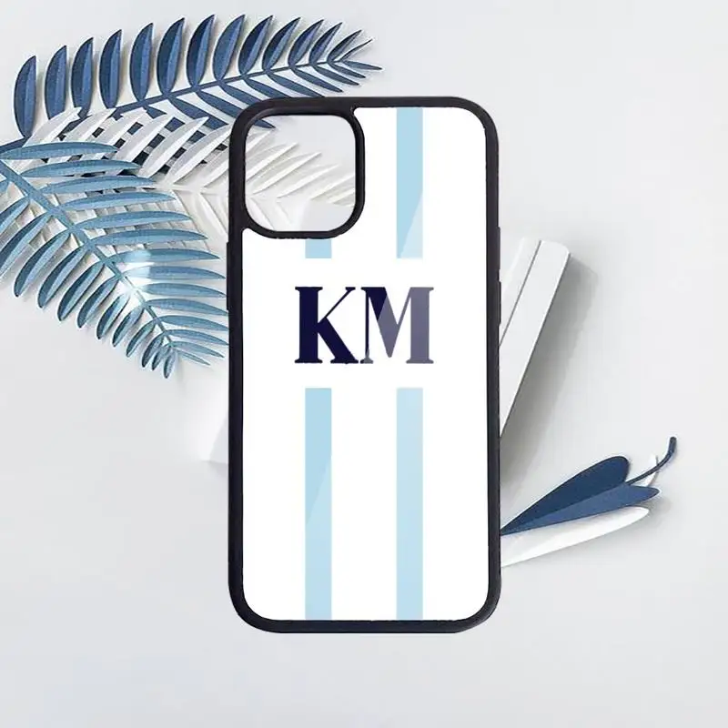 

Monogram Initial Stripe Personalized Name Phone Case for iPhone 11 12 pro XS MAX 8 7 6 6S Plus X 5S SE 2020 XR Hard PC