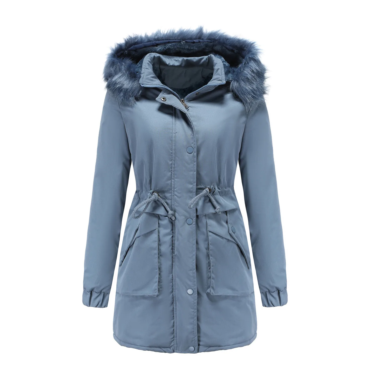 

Женское Пальто, высококачественное Пальто, парка, теплое синее Пальто, куртка, верхняя одежда, Тренч на меховой подкладке, зимнее толстое Па...
