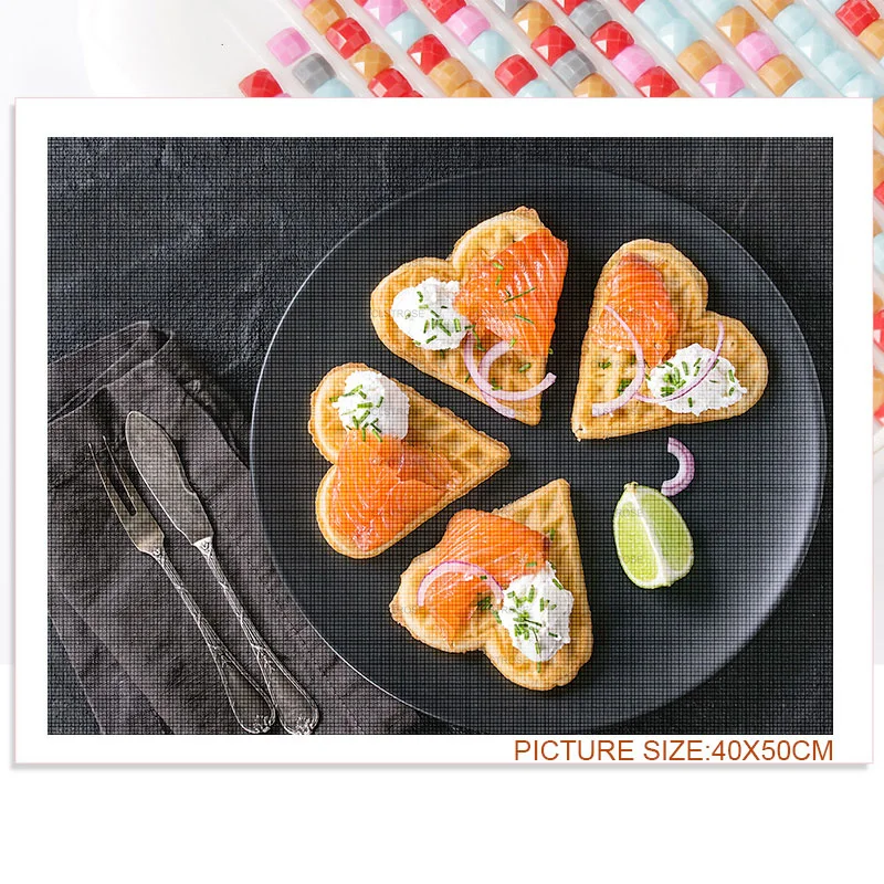 

Acrylic Material Contemporary Diy Diamond Painting Variety of Desserts with Fruit Flowers Combination Diamond Pattern Square