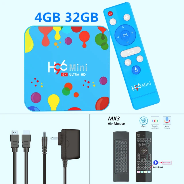 4G32G-MX3 Android 9,0 Smart IP tv Box H96 MiNi 6K ULTRA HD tv BOX 2,4G& 5,8 Ghz Двойная WiFi приставка Google Play для домашнего медиаплеера - Цвет: 4G32G-MX3