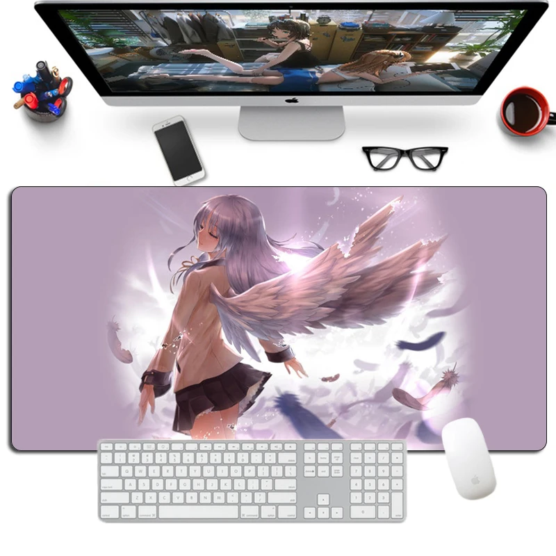 

60x30cm Large Japan Anime Angel Beats Mousepad Otaku XL Sexy Girl Gaming Mouse pad Rubber Locking Edge Keyboard pad Computer Mat