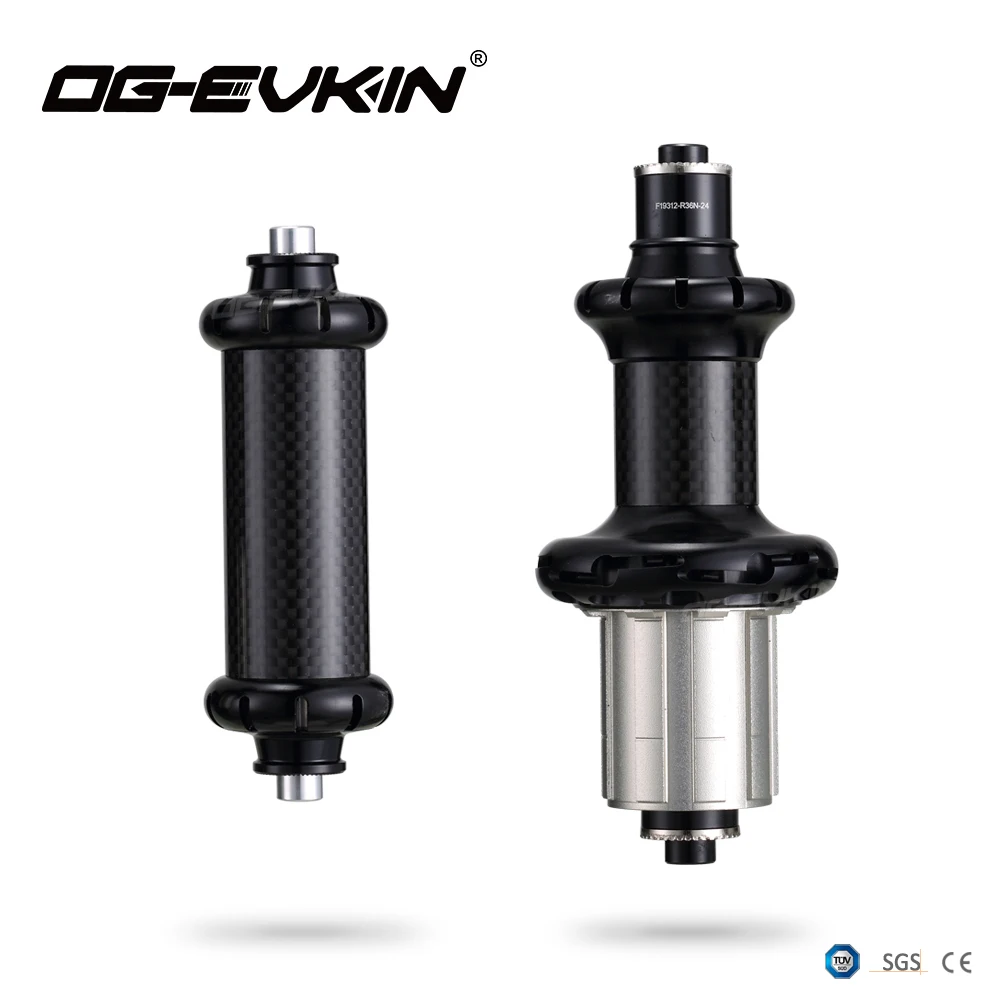 OG-EVKIN x Powerway R36 Super Light Road Bike Hubs Carbon Straight Pull Hub V-Brake Front/Rear 20/24H For Bicycle Hubs 10s/11s