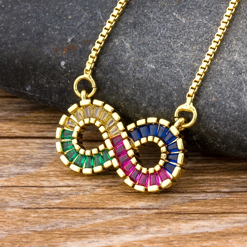 

Hot Sale Fashion 8 Shape Necklace Pendant Charm Chain CZ Necklace For Women Men Girls Fine Party Jewelry Accessories Gift