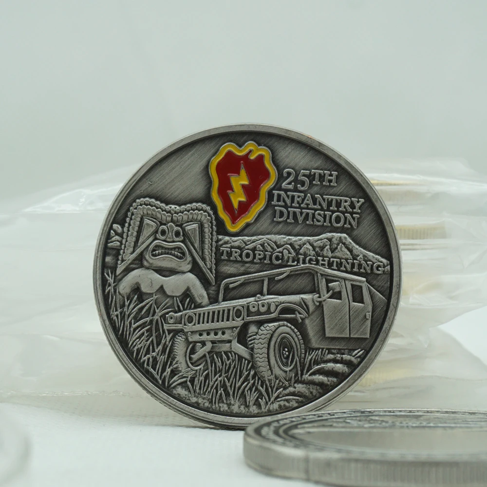 USA Military Tropic Lightning 25nd Infantry Division Challenge Souvenir Antique Silver Coin United States Army Collectible Gifts | Дом и сад