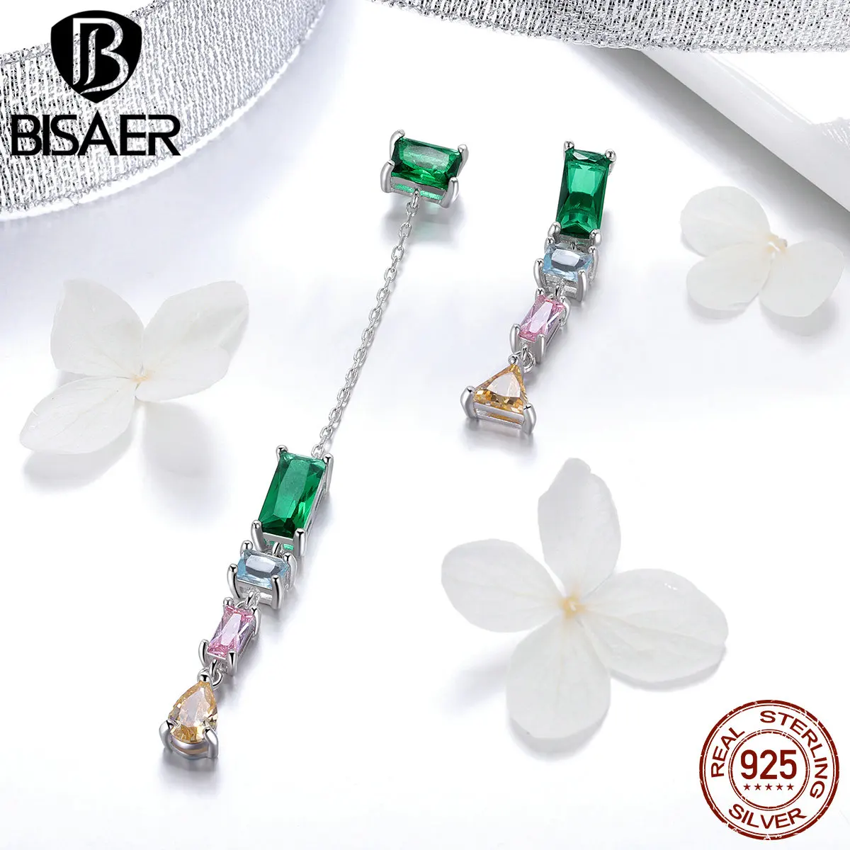 BISAER, серебряные серьги, 925 пробы, серебряные, минималистичные, геометрические, винтажные, Ретро стиль, асимметричные, висячие серьги, новая мода, ювелирное изделие GXE408