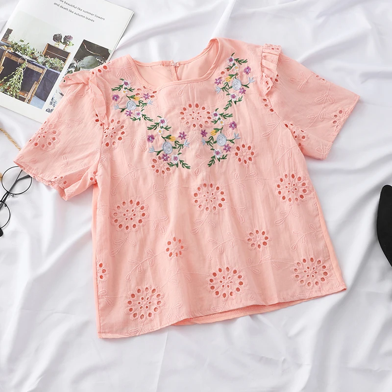 Блузка женская с вышивкой баской летняя | Женская одежда