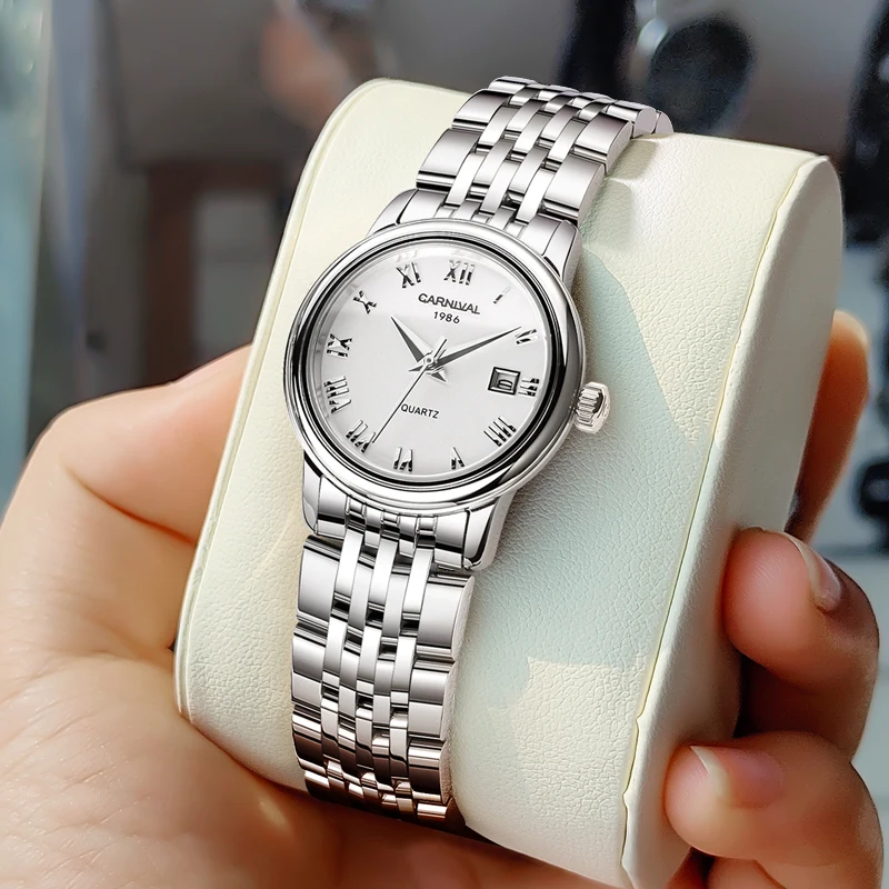 Carnival Luxury Ladies Quartz Watch Women Waterproof Steel Strap Women Wrist Watches Top Brand Bracelet Clocks Relogio Feminino