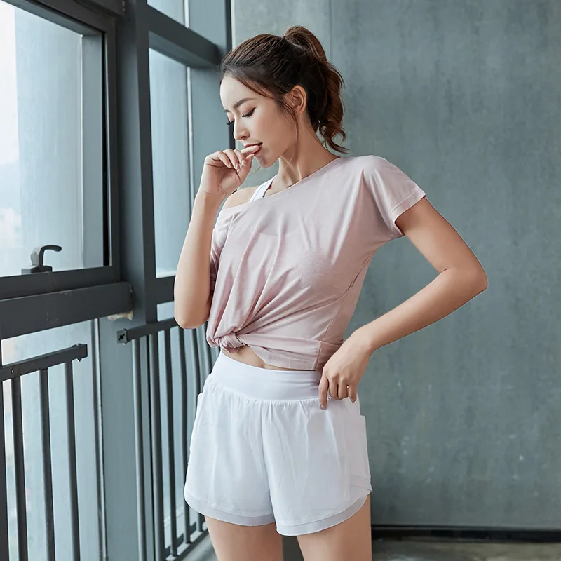 Бюстгальтер + футболка шорты 3 шт. одежда для тренировок комплект спортзала