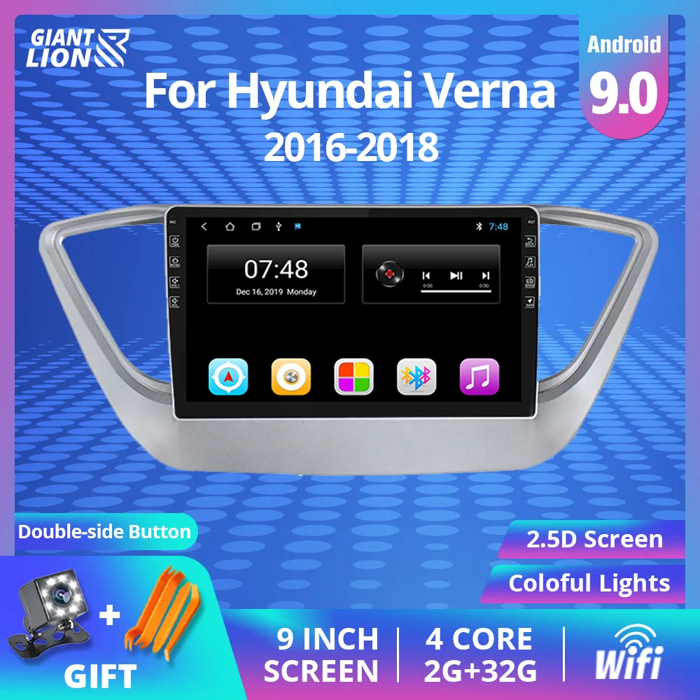 2Din Android 9 0 автомобильное радио для Hyundai Verna 2016 2018 навигация Мультимедиа Видео плеер