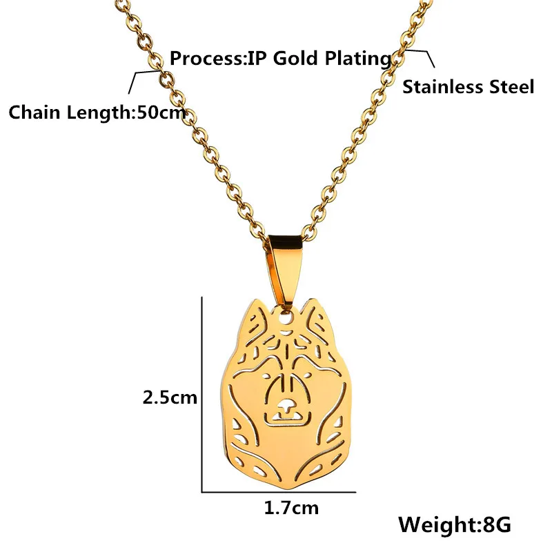 ELSEMODE Милая ожерелье с подвеской в виде головы овчарки из нержавеющей стали