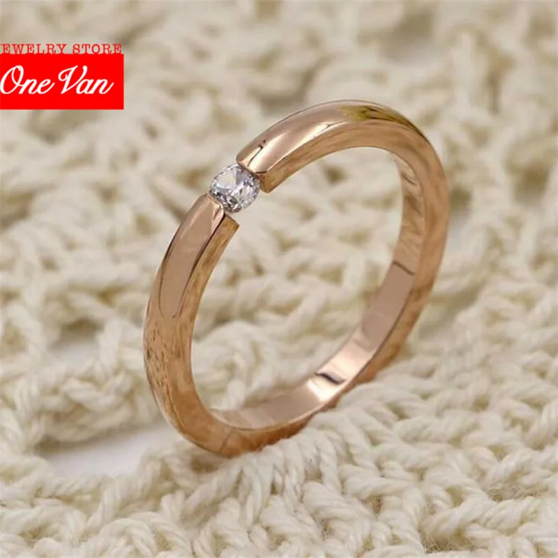 

New Simple around zircon titanium steel Lady Rose gold ring tail ring personalized finger women ring