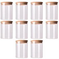 10pcs glass sealed can food storage tank with bamboo lid grains tea coffee beans grains candy jars containers