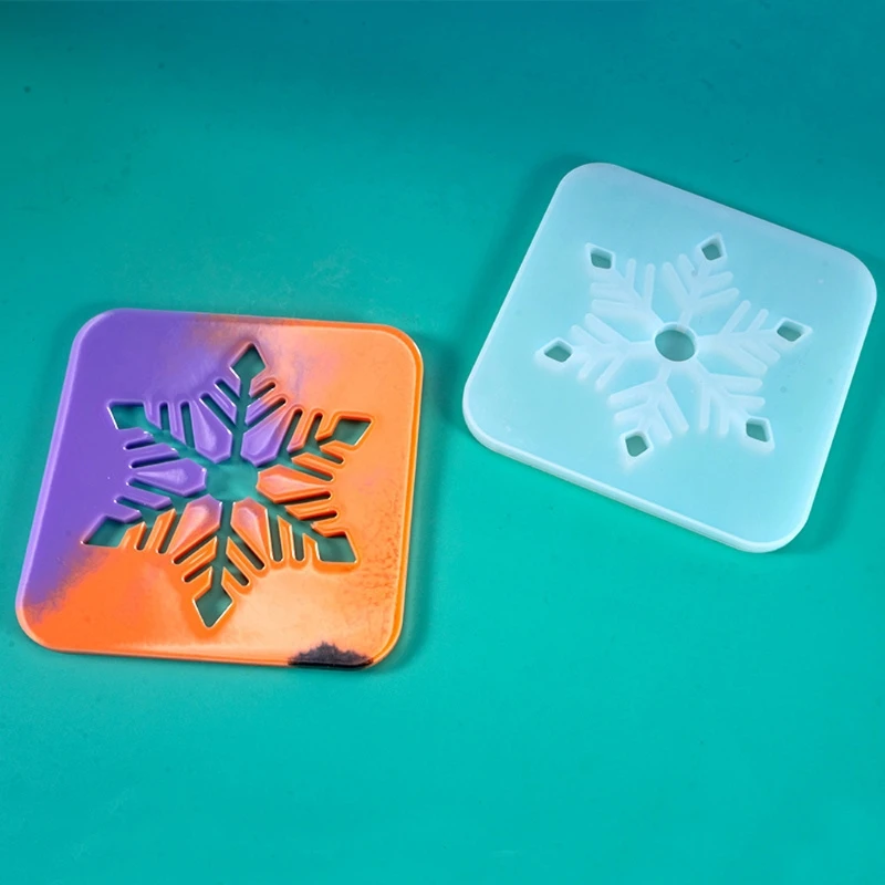 

Large Snowflake Cup Coaster Resin Mold Cup Mats Geode Coasters Silicone Molds