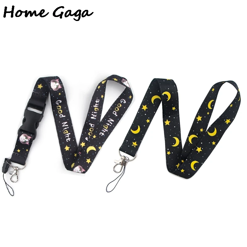 Homegaga Star Moon Cat Print Phone Neck Strap Cartoon Lanyards for Keys USB Camera Whistle Cute ID Badge Holders Hang Rope D2780 | Дом и сад
