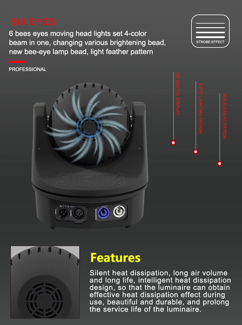 Светодиодный луч+ мыть шесть глаза пчел 6x15 Вт RGBW DMX512 сценический эффект освещение для DJ диско День Рождения Вечеринка танцпол ночной клуб свадьба
