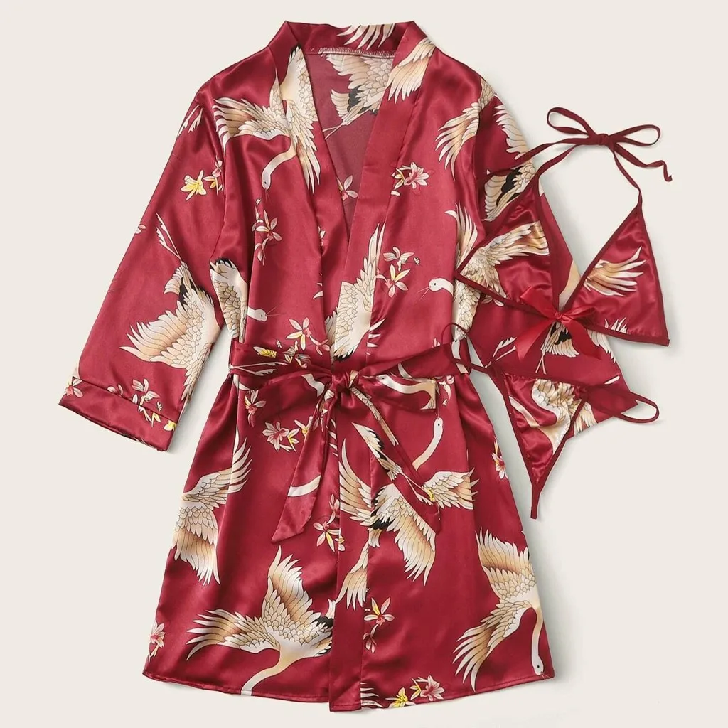MIARHB журавль атласная шелковая ночная рубашка для женщин нижнее белье халаты