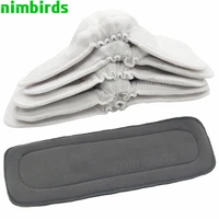 reusable washable diaper inserts bamboo cotton elastic inserts boosters liners for baby diaper cover nappies charcoal insert