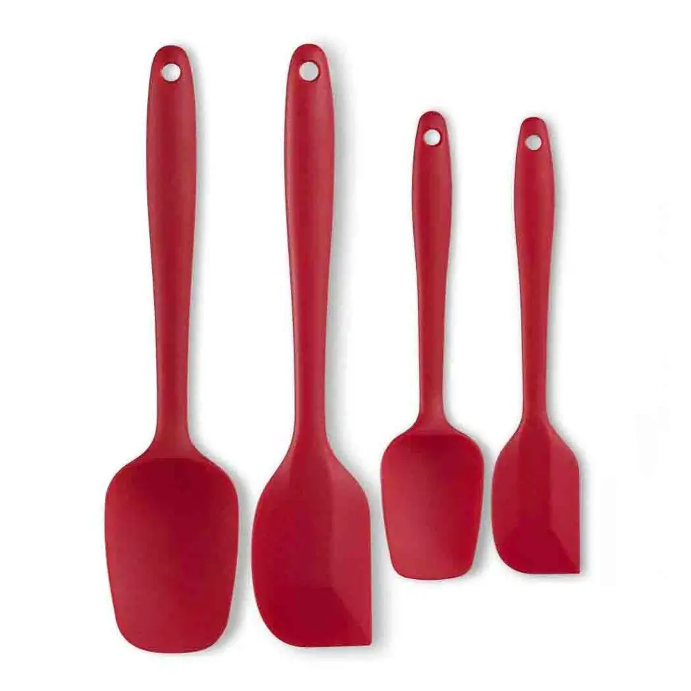 Red set of 4 Набор силиконовых лопаточек, Профессиональные Термостойкие лопатки, формы для выпечки и кондитерских изделий для украшения тортов - Цвет: Red set of 4