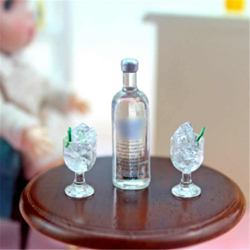 

Miniature Drinks Dolls House Bottle of Vodka & Two Wine Glasses