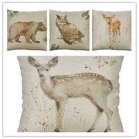18 linen cotton cushion home retro decor animal pillow case cover throw