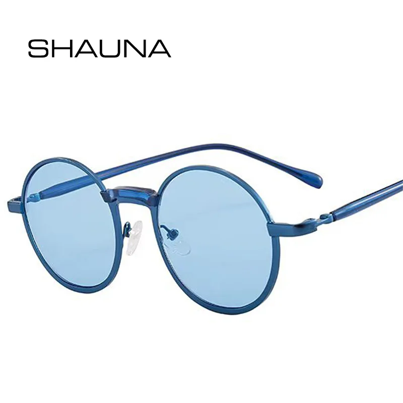 

Женские/мужские круглые солнцезащитные очки SHAUNA в металлической оправе с защитой UV400