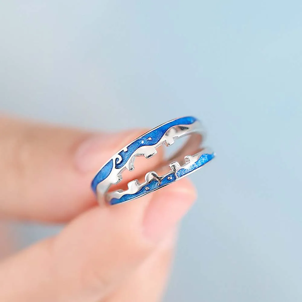 

Couple Ring Korean Style Simple Wild Temperament Romantic Starry Sky Allure of Love Open Rings Fashion Jewelry