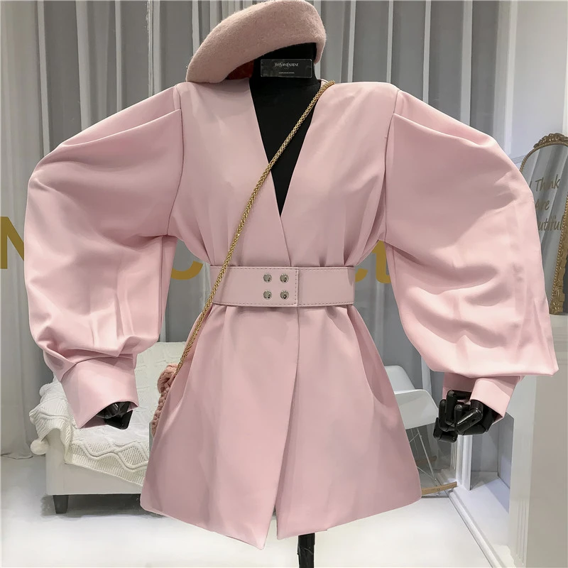 2020 осенний костюм balzer корейский винтажный Блейзер пальто для женщин на шнуровке