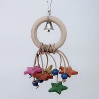 lhxmas parrot supplies toy bird wooden ring toy wooden five star bite toy leather rope toys pet toy