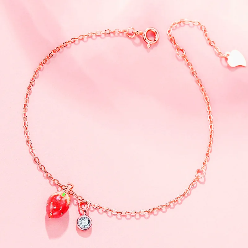 S925 браслет женский корейский стиль свежий чистый красный милый универсальный