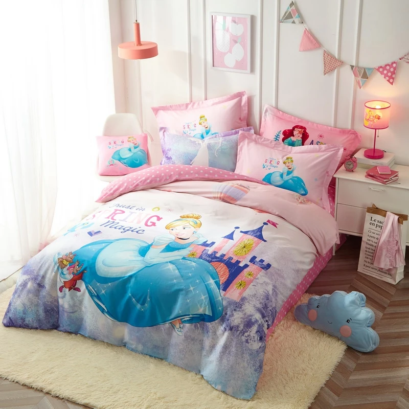 Дисней Розовый Золушка Принцесса Дети 100% хлопок постельное белье пододеяльник