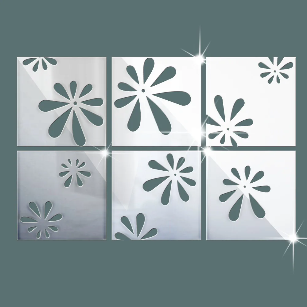 Зеркальный настенный стикер Funlife акриловый Стерео ТВ 3D маленький цветок